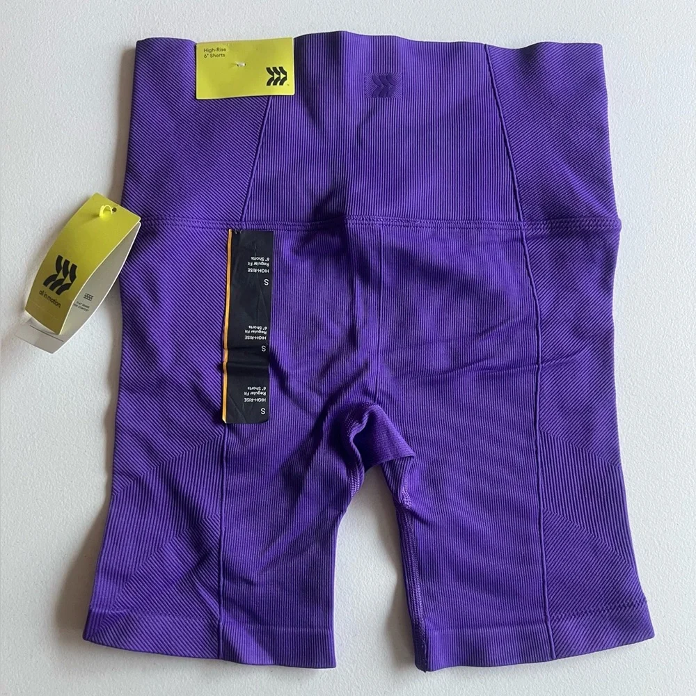 Purple High-Waisted Biker Shorts